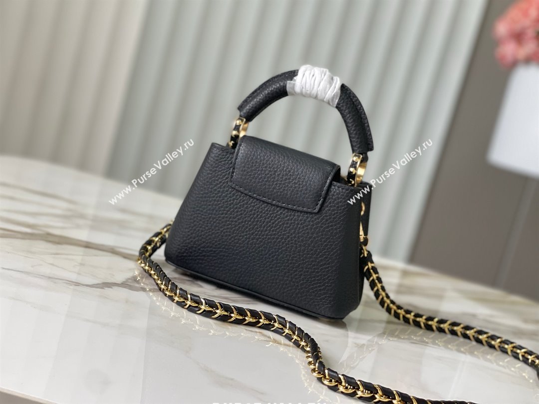 Louis Vuitton Capucines Nano Bag with Strass Hardware in Black Taurillon Leather M24583 2025 (K-25011407)