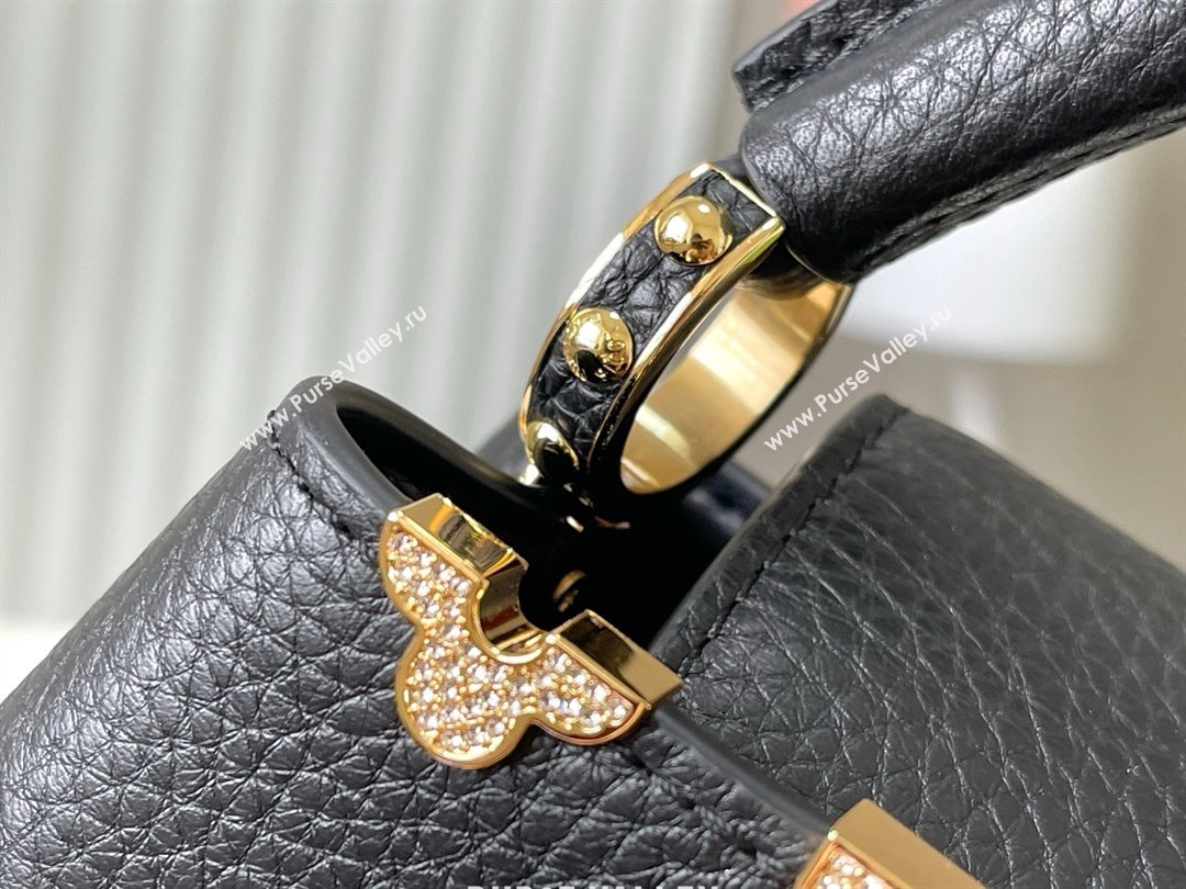 Louis Vuitton Capucines Nano Bag with Strass Hardware in Black Taurillon Leather M24583 2025 (K-25011407)