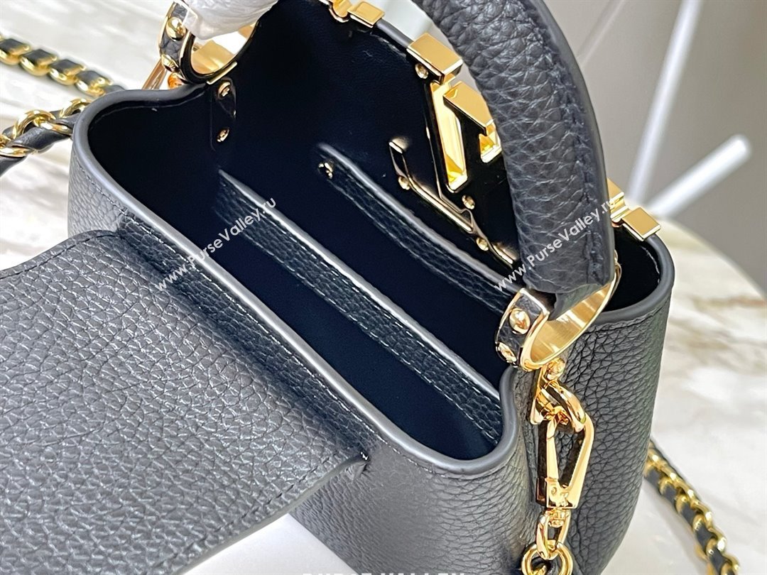 Louis Vuitton Capucines Nano Bag with Strass Hardware in Black Taurillon Leather M24583 2025 (K-25011407)