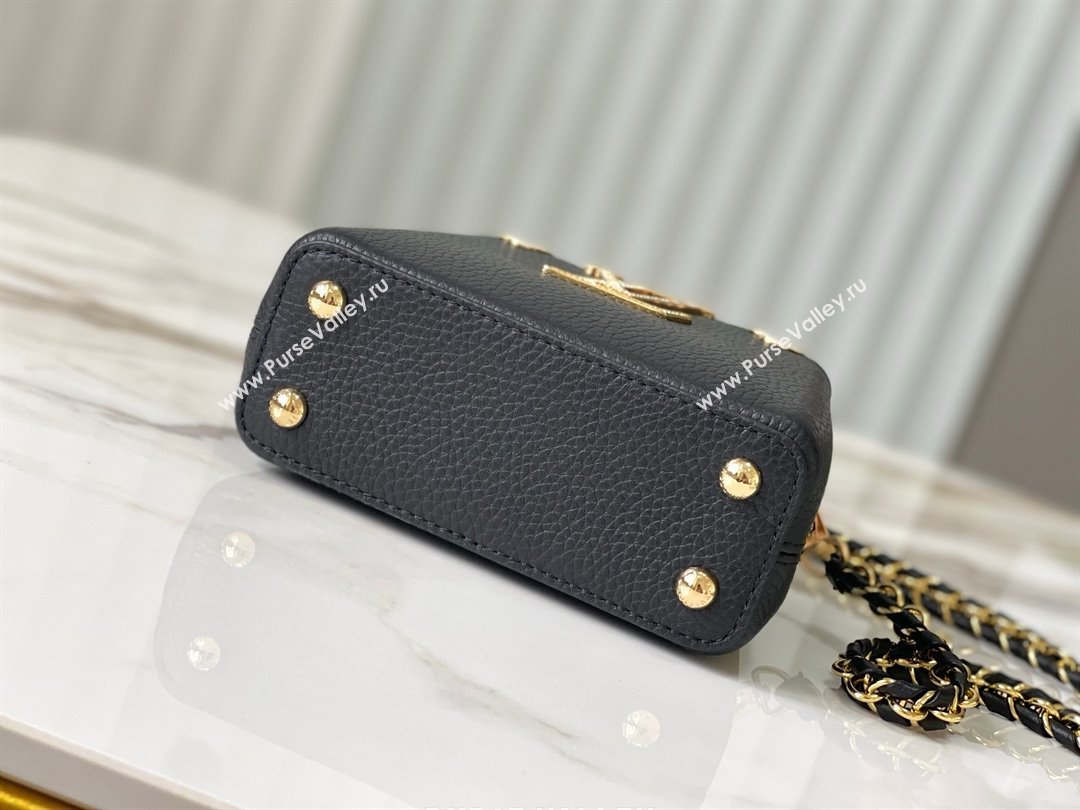 Louis Vuitton Capucines Nano Bag with Strass Hardware in Black Taurillon Leather M24583 2025 (K-25011407)