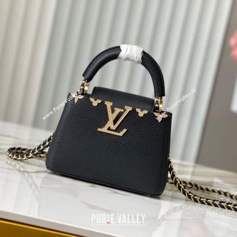 Louis Vuitton Capucines Mini Bag with Strass Hardware in Black Taurillon Leather M24583 2025 (K-25011408)
