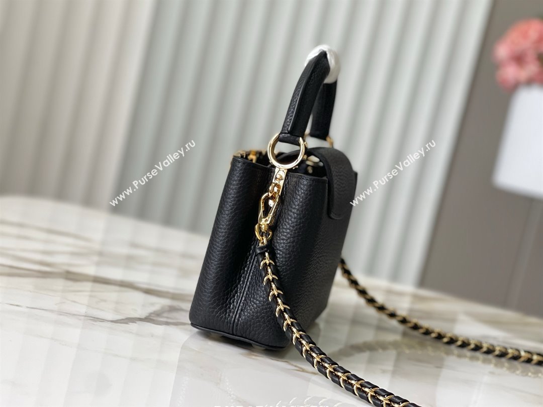 Louis Vuitton Capucines Mini Bag with Strass Hardware in Black Taurillon Leather M24583 2025 (K-25011408)