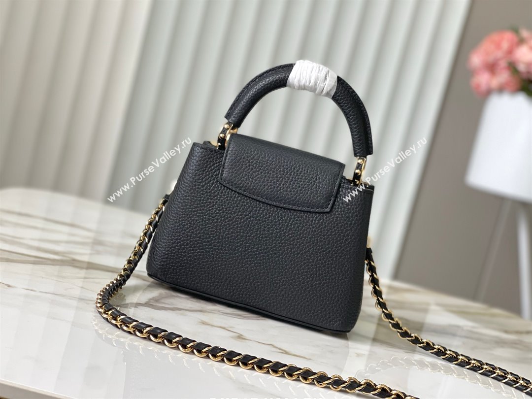 Louis Vuitton Capucines Mini Bag with Strass Hardware in Black Taurillon Leather M24583 2025 (K-25011408)