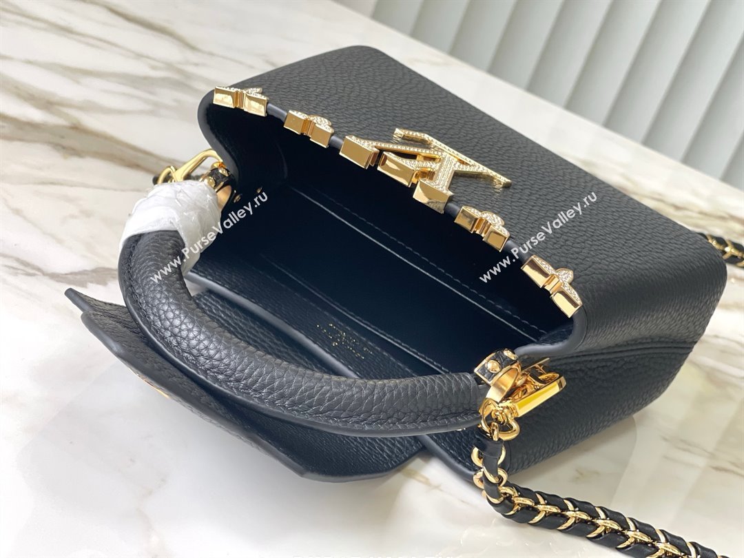 Louis Vuitton Capucines Mini Bag with Strass Hardware in Black Taurillon Leather M24583 2025 (K-25011408)