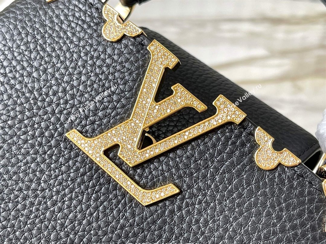 Louis Vuitton Capucines Mini Bag with Strass Hardware in Black Taurillon Leather M24583 2025 (K-25011408)