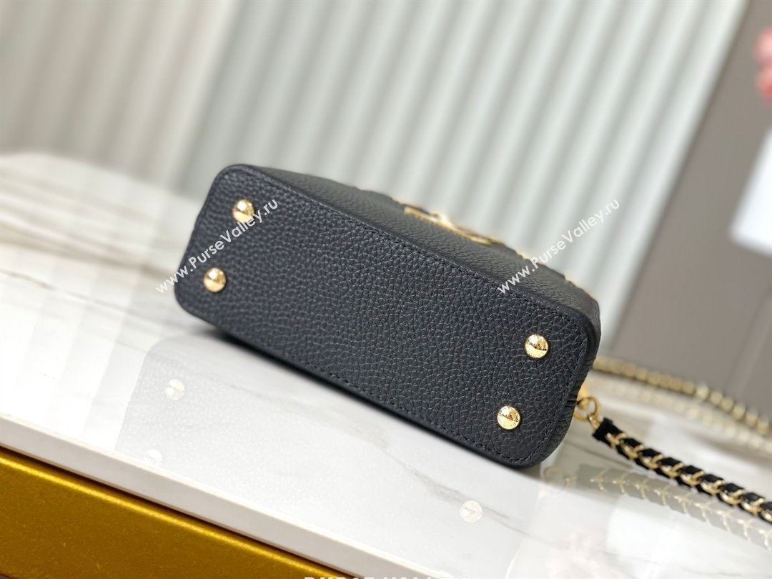 Louis Vuitton Capucines Mini Bag with Strass Hardware in Black Taurillon Leather M24583 2025 (K-25011408)