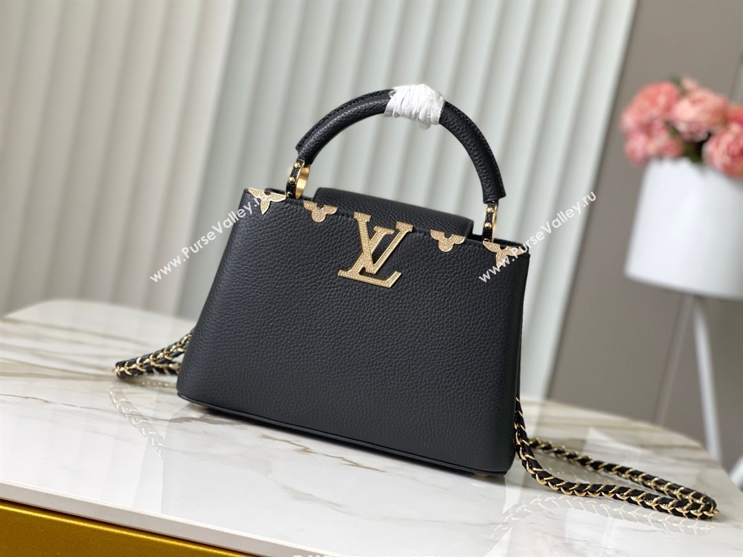 Louis Vuitton Capucines BB Bag with Strass Hardware in Black Taurillon Leather M24583 2025 (K-25011409)