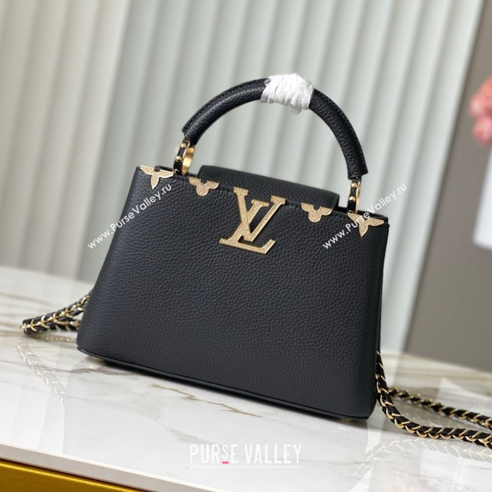 Louis Vuitton Capucines BB Bag with Strass Hardware in Black Taurillon Leather M24583 2025 (K-25011409)