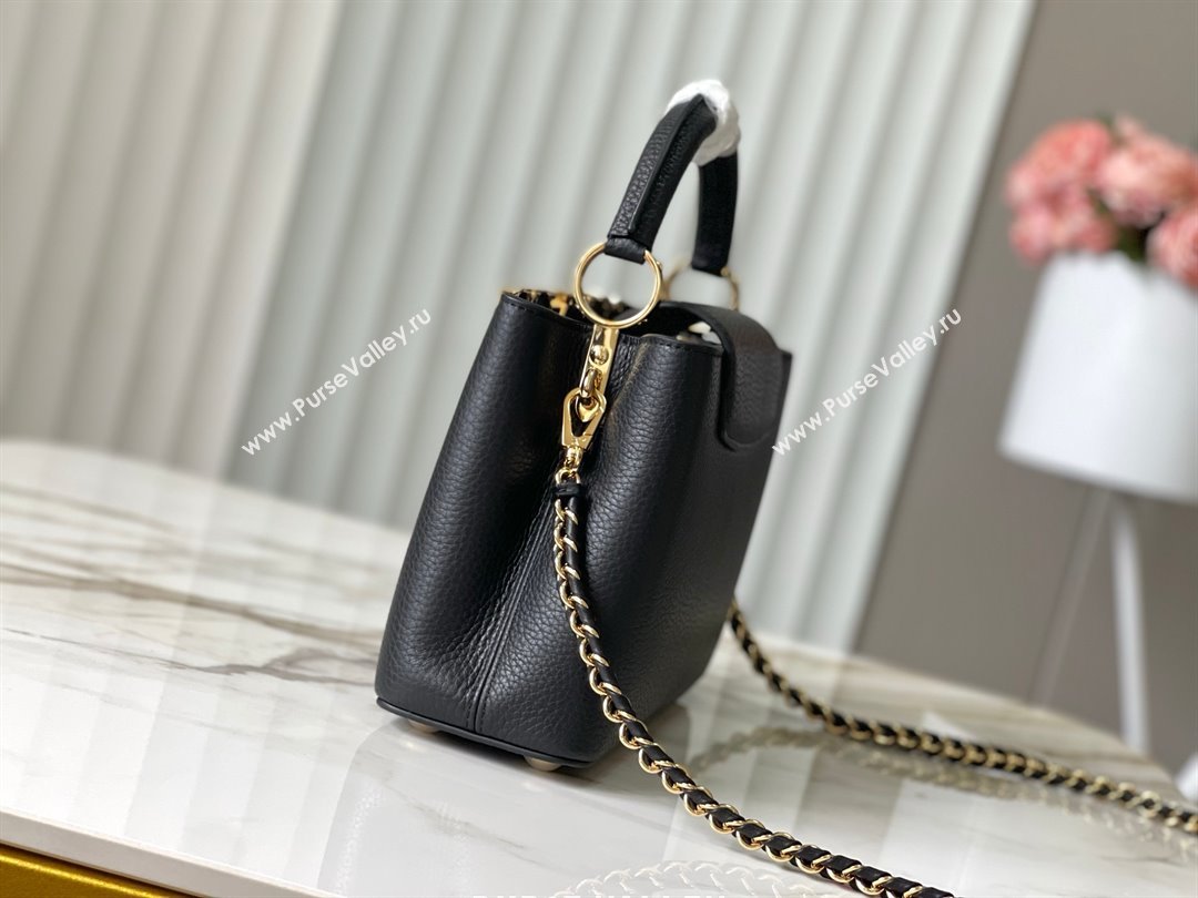 Louis Vuitton Capucines BB Bag with Strass Hardware in Black Taurillon Leather M24583 2025 (K-25011409)