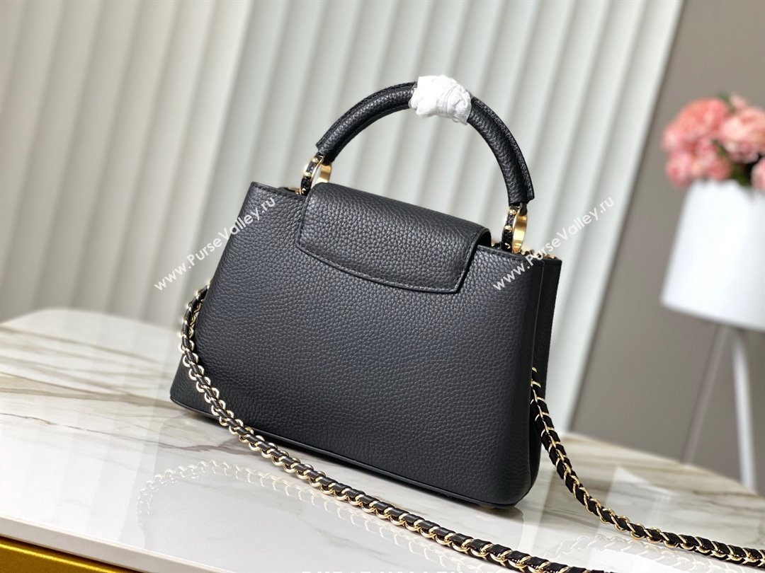 Louis Vuitton Capucines BB Bag with Strass Hardware in Black Taurillon Leather M24583 2025 (K-25011409)