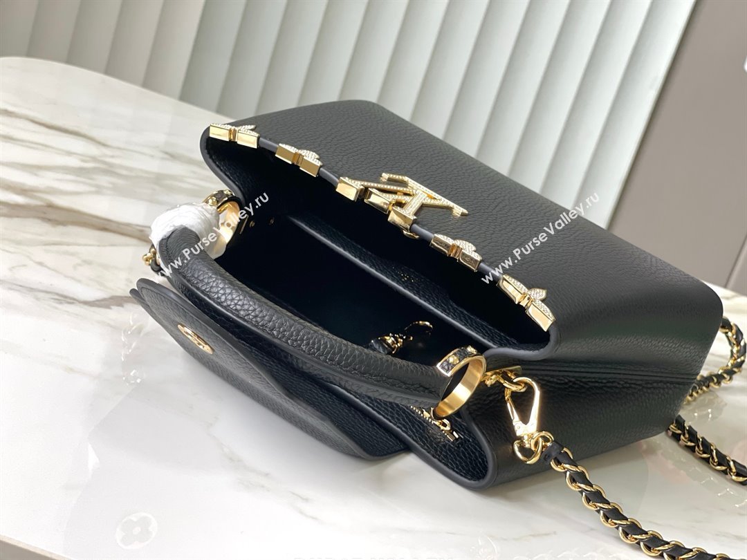 Louis Vuitton Capucines BB Bag with Strass Hardware in Black Taurillon Leather M24583 2025 (K-25011409)