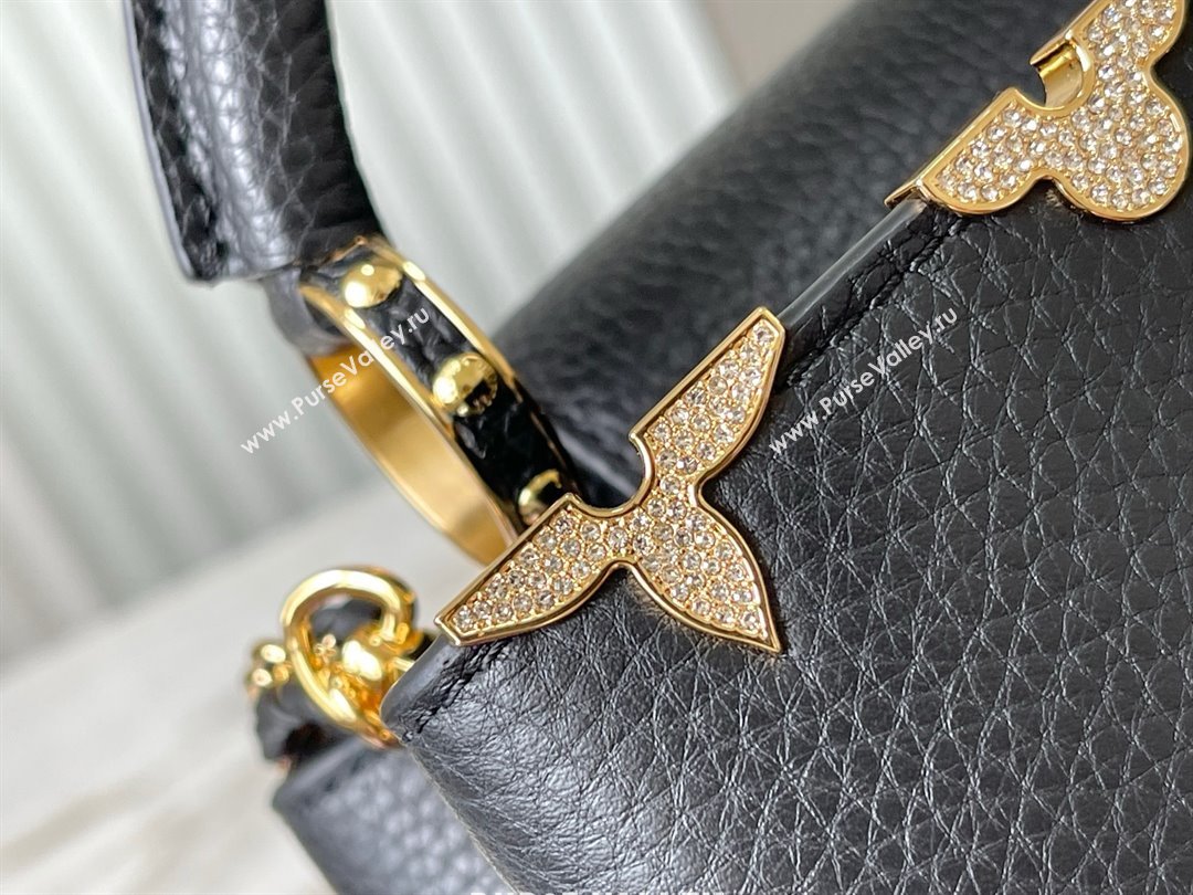 Louis Vuitton Capucines BB Bag with Strass Hardware in Black Taurillon Leather M24583 2025 (K-25011409)