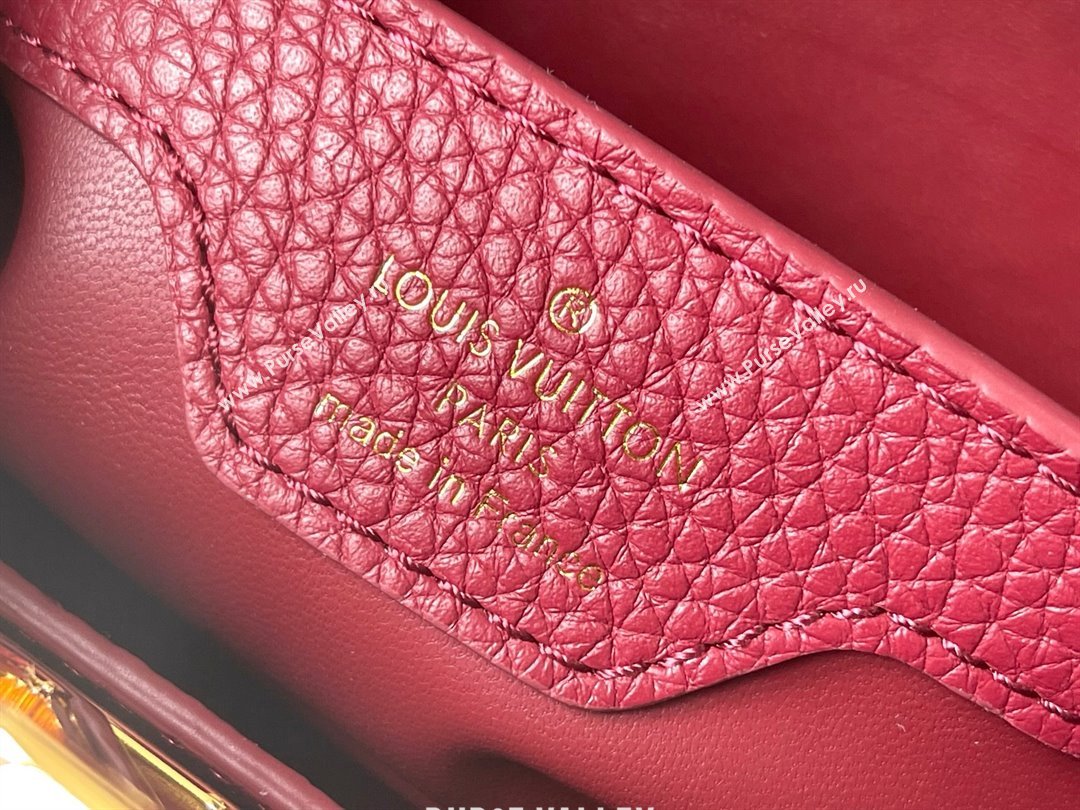 Louis Vuitton Capucines Nano Bag with Strass Hardware in Taurillon Leather M24583 Deep Red 2025 (K-25011401)