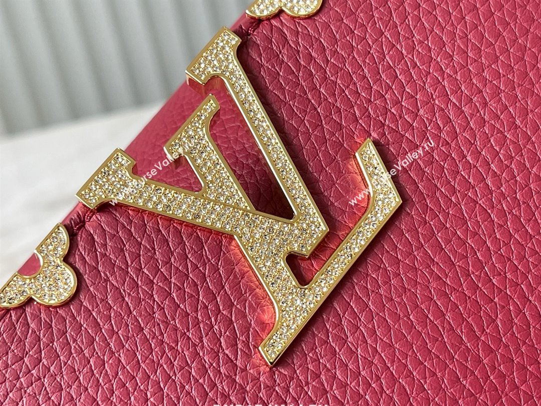 Louis Vuitton Capucines Mini Bag with Strass Hardware in Taurillon Leather Deep Red M24583 2025 (K-25011402)