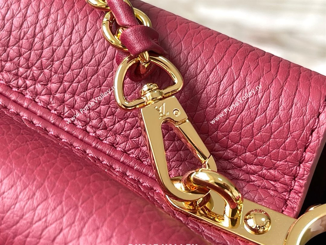 Louis Vuitton Capucines Mini Bag with Strass Hardware in Taurillon Leather Deep Red M24583 2025 (K-25011402)