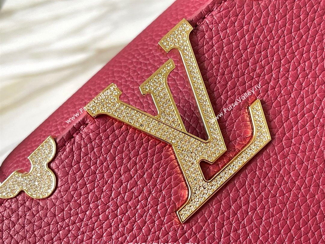 Louis Vuitton Capucines BB Bag with Strass Hardware in Taurillon Leather M24583 Deep Red 2025 (K-25011403)