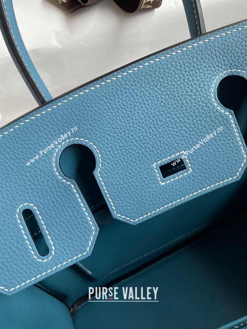 Hermes Birkin 30cm/35cm Bag in Original Togo Leather Denim Blue/Silver 2024 (Full Handmade) (XYA-24040916)