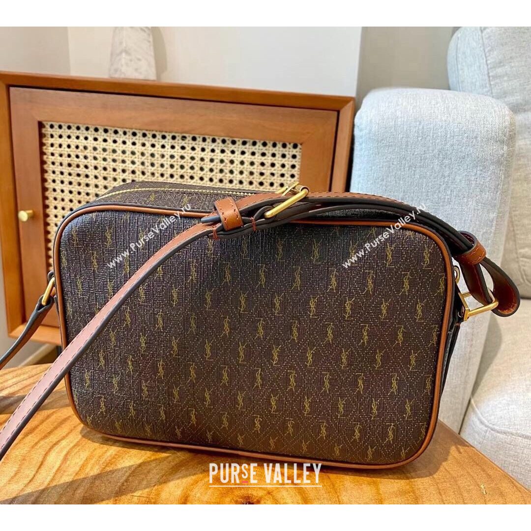 Saint Laurent Le Monogramme Camera Bag in Monogram Canvas and Smooth Leather 2021 (YID-210827067)