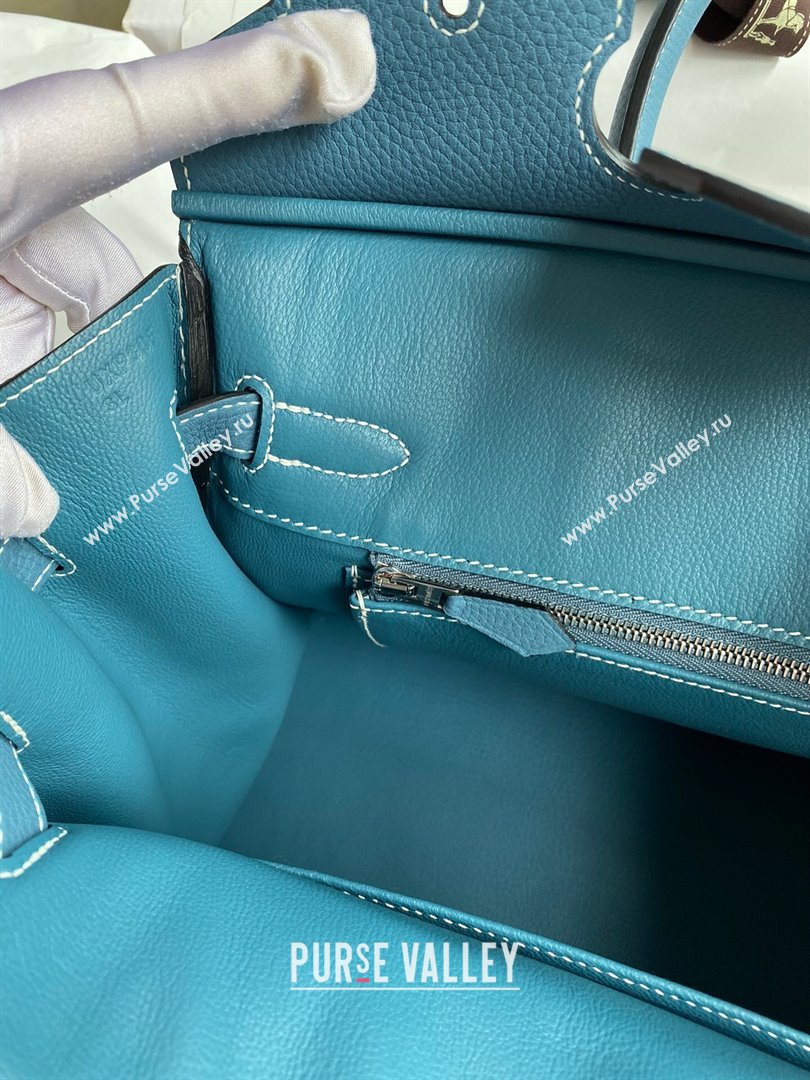 Hermes Birkin 30cm/35cm Bag in Original Togo Leather Denim Blue/Silver 2024 (Full Handmade) (XYA-24040916)