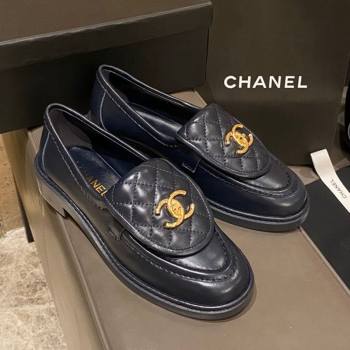 Chanel Leather Loafers with CC Foldover Blue 2020 (MD-20120280)