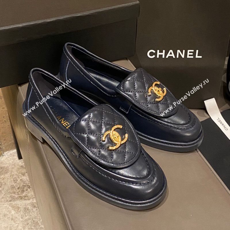 Chanel Leather Loafers with CC Foldover Blue 2020 (MD-20120280)