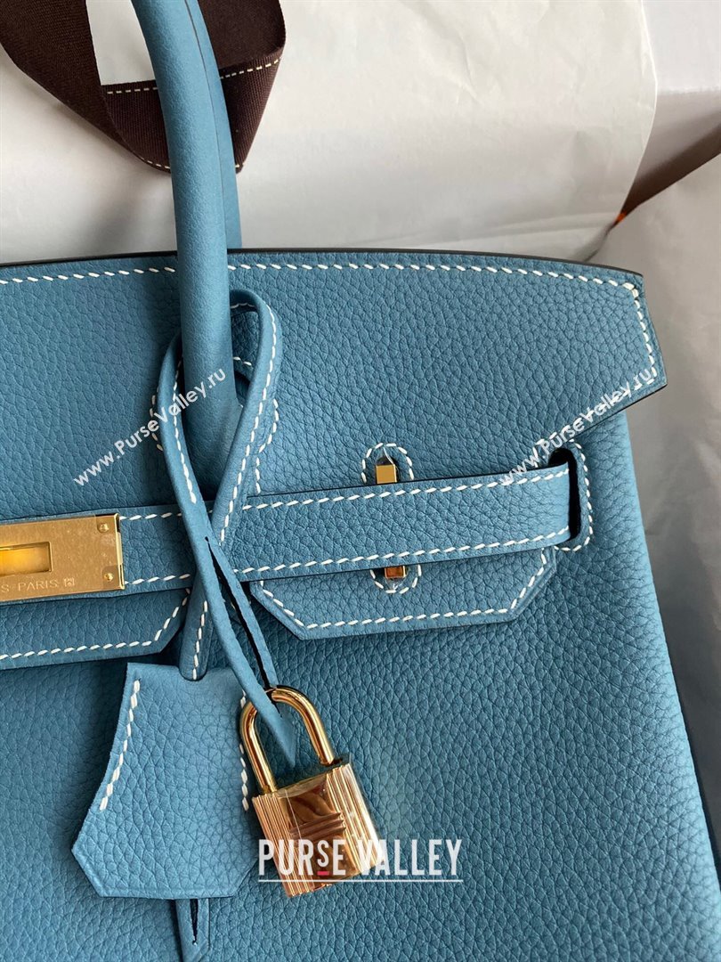 Hermes Birkin 30cm/35cm Bag in Original Togo Leather Denim Blue/Gold 2024 (Full Handmade) (XYA-24040917)