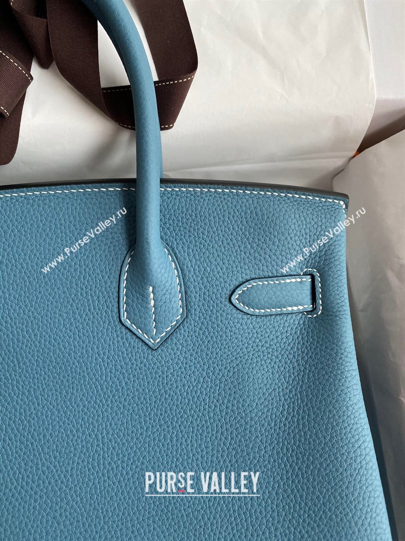 Hermes Birkin 30cm/35cm Bag in Original Togo Leather Denim Blue/Gold 2024 (Full Handmade) (XYA-24040917)