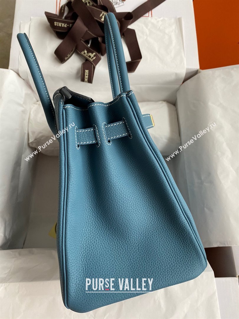 Hermes Birkin 30cm/35cm Bag in Original Togo Leather Denim Blue/Gold 2024 (Full Handmade) (XYA-24040917)