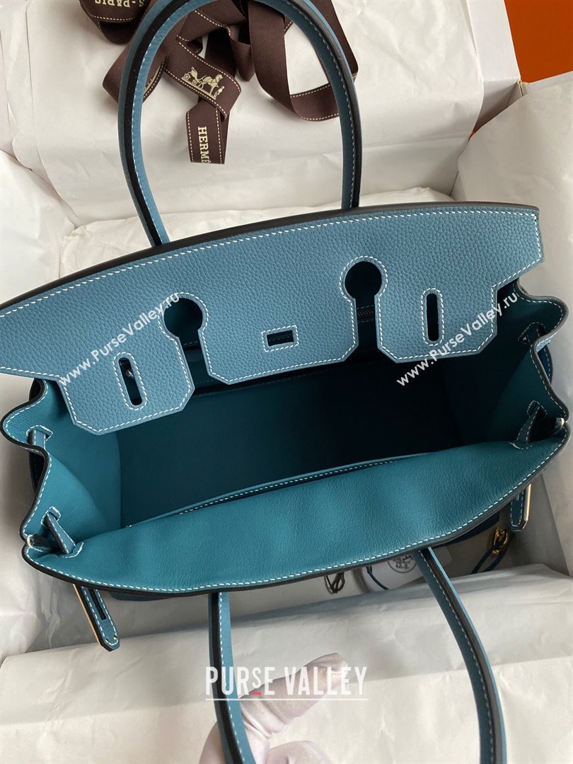 Hermes Birkin 30cm/35cm Bag in Original Togo Leather Denim Blue/Gold 2024 (Full Handmade) (XYA-24040917)