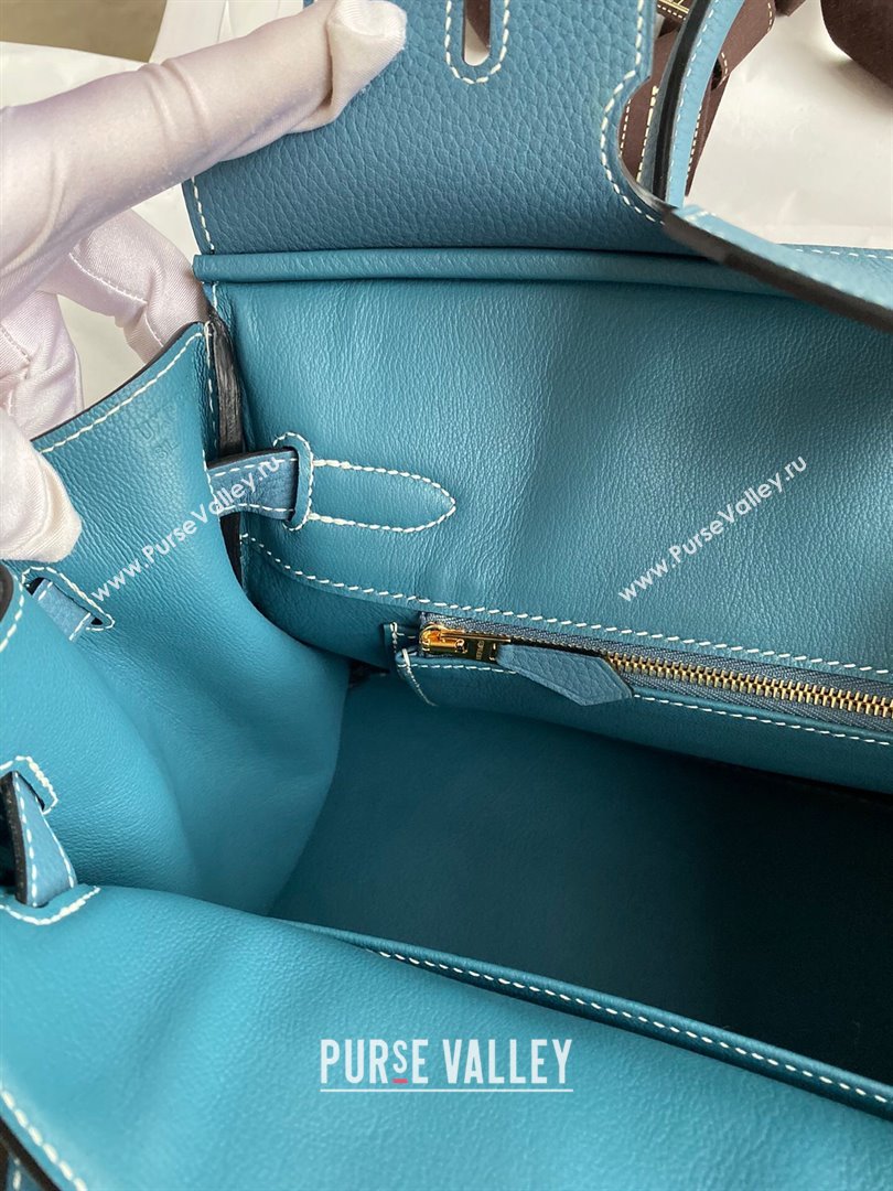 Hermes Birkin 30cm/35cm Bag in Original Togo Leather Denim Blue/Gold 2024 (Full Handmade) (XYA-24040917)