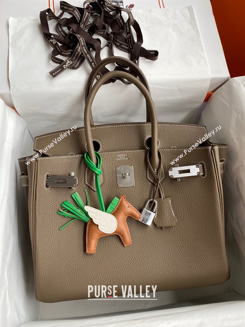 Hermes Birkin 30cm/35cm Bag in Original Togo Leather Etoupe/Silver 2024 (Full Handmade) (XYA-24040918)