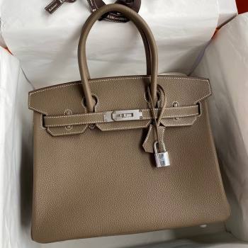 Hermes Birkin 30cm/35cm Bag in Original Togo Leather Etoupe/Silver 2024 (Full Handmade) (XYA-24040918)
