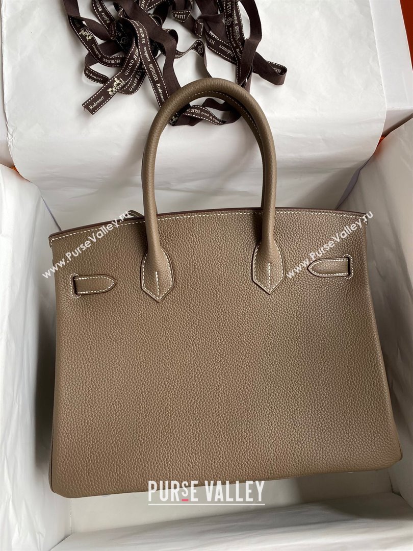 Hermes Birkin 30cm/35cm Bag in Original Togo Leather Etoupe/Silver 2024 (Full Handmade) (XYA-24040918)