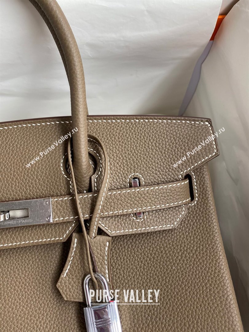 Hermes Birkin 30cm/35cm Bag in Original Togo Leather Etoupe/Silver 2024 (Full Handmade) (XYA-24040918)