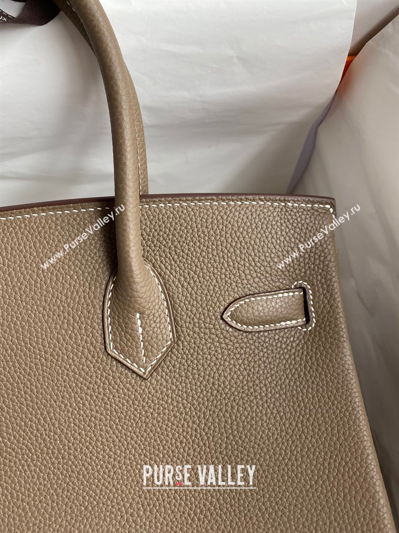 Hermes Birkin 30cm/35cm Bag in Original Togo Leather Etoupe/Silver 2024 (Full Handmade) (XYA-24040918)