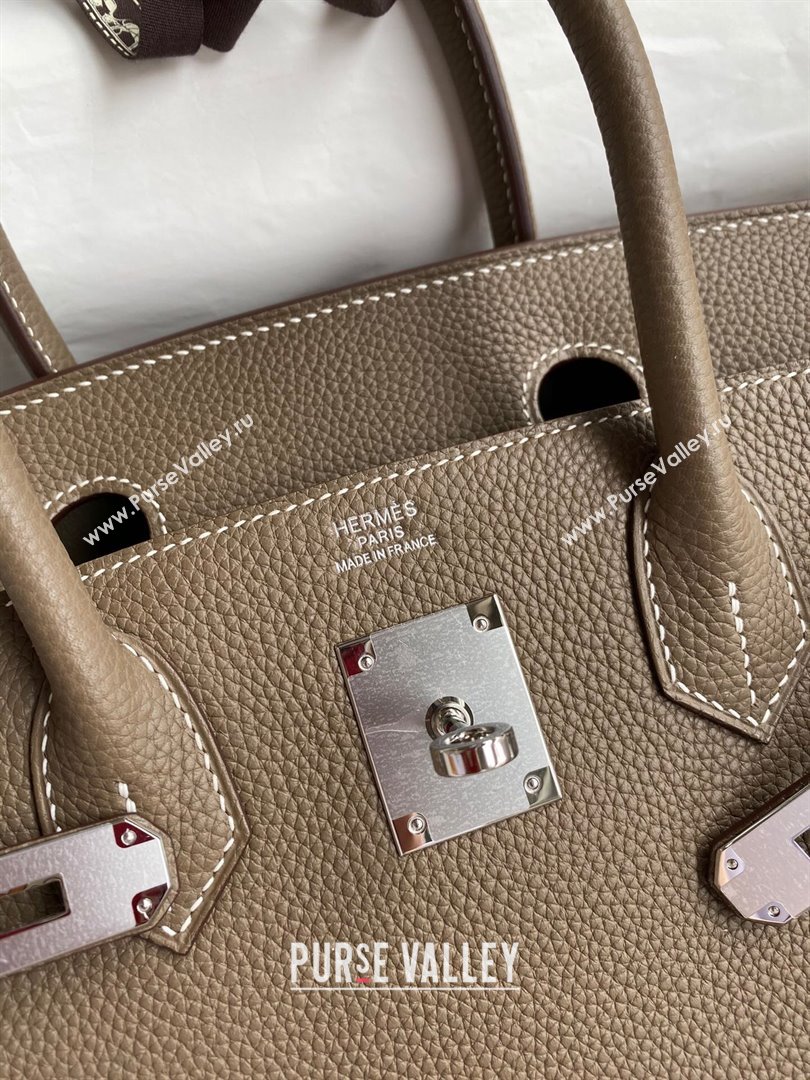 Hermes Birkin 30cm/35cm Bag in Original Togo Leather Etoupe/Silver 2024 (Full Handmade) (XYA-24040918)