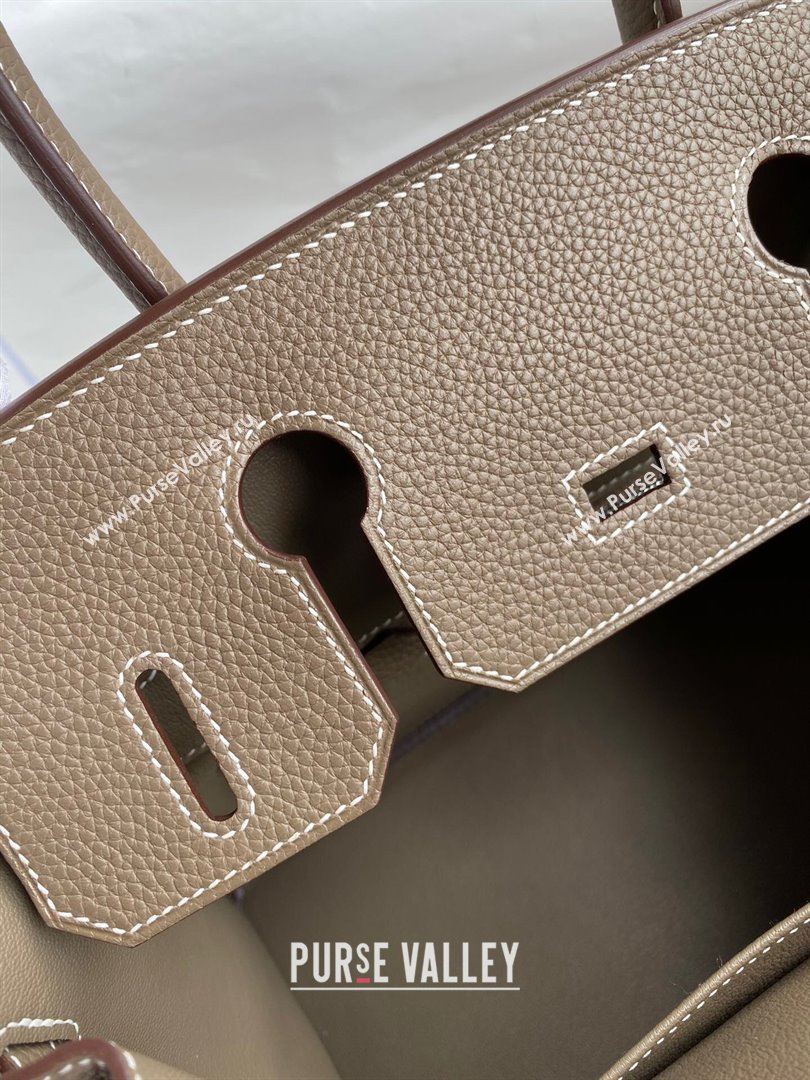 Hermes Birkin 30cm/35cm Bag in Original Togo Leather Etoupe/Silver 2024 (Full Handmade) (XYA-24040918)