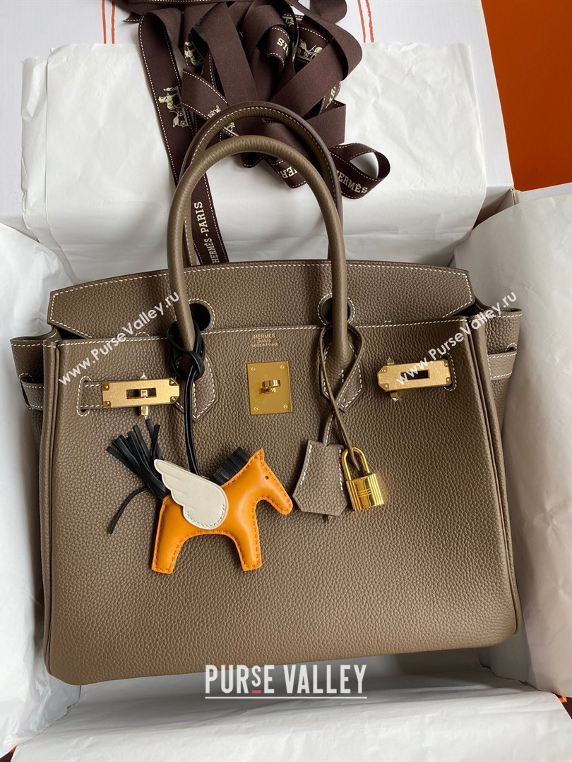 Hermes Birkin 30cm/35cm Bag in Original Togo Leather Etoupe/Gold 2024 (Full Handmade) (XYA-24070919)