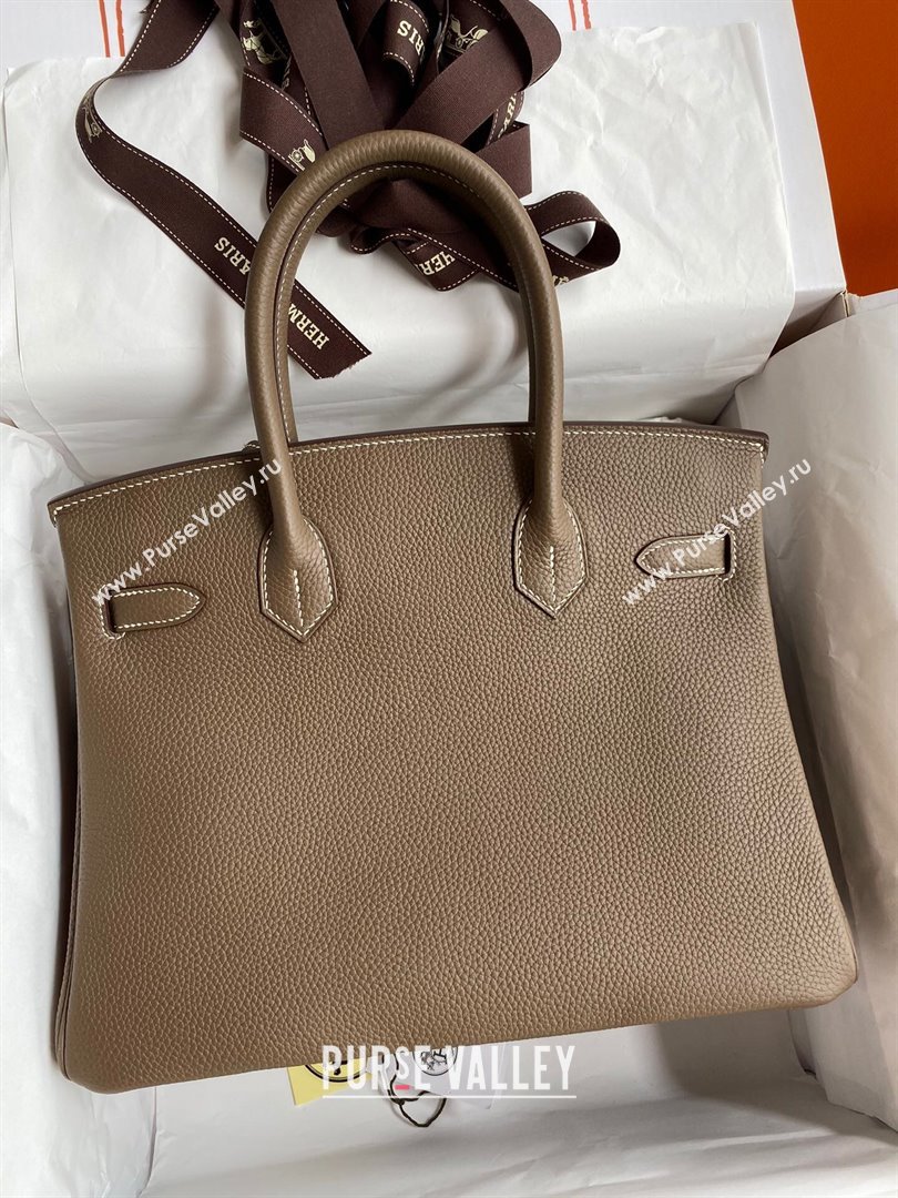 Hermes Birkin 30cm/35cm Bag in Original Togo Leather Etoupe/Gold 2024 (Full Handmade) (XYA-24070919)