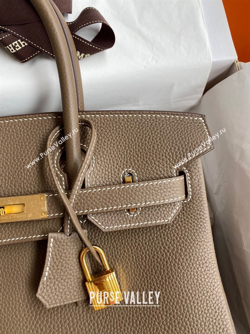 Hermes Birkin 30cm/35cm Bag in Original Togo Leather Etoupe/Gold 2024 (Full Handmade) (XYA-24070919)