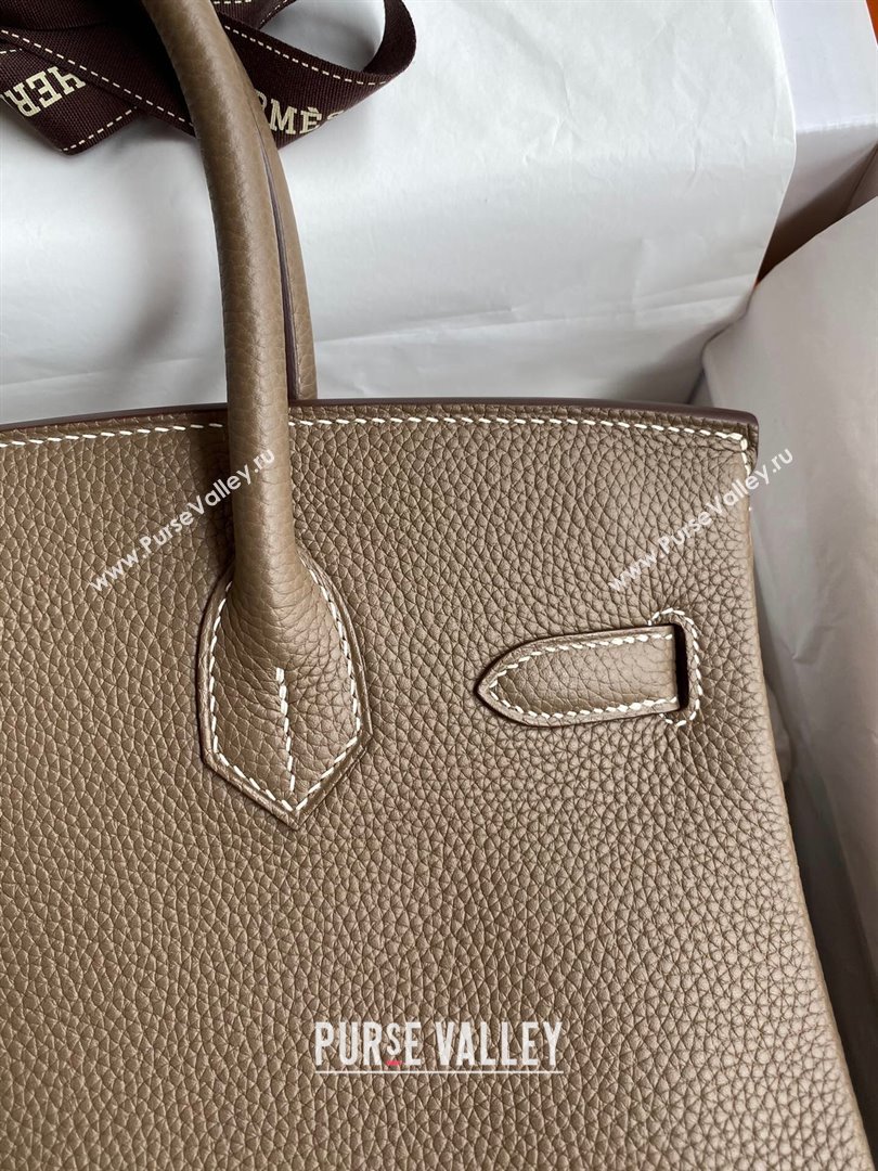 Hermes Birkin 30cm/35cm Bag in Original Togo Leather Etoupe/Gold 2024 (Full Handmade) (XYA-24070919)