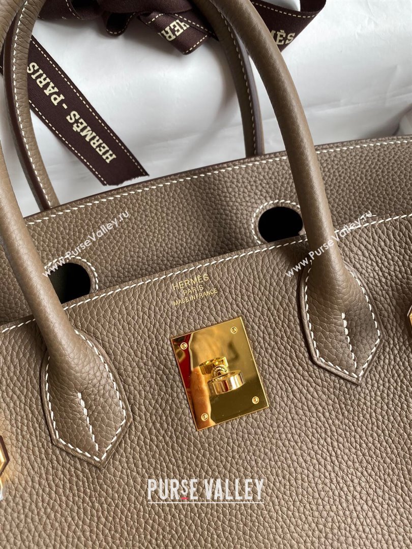 Hermes Birkin 30cm/35cm Bag in Original Togo Leather Etoupe/Gold 2024 (Full Handmade) (XYA-24070919)