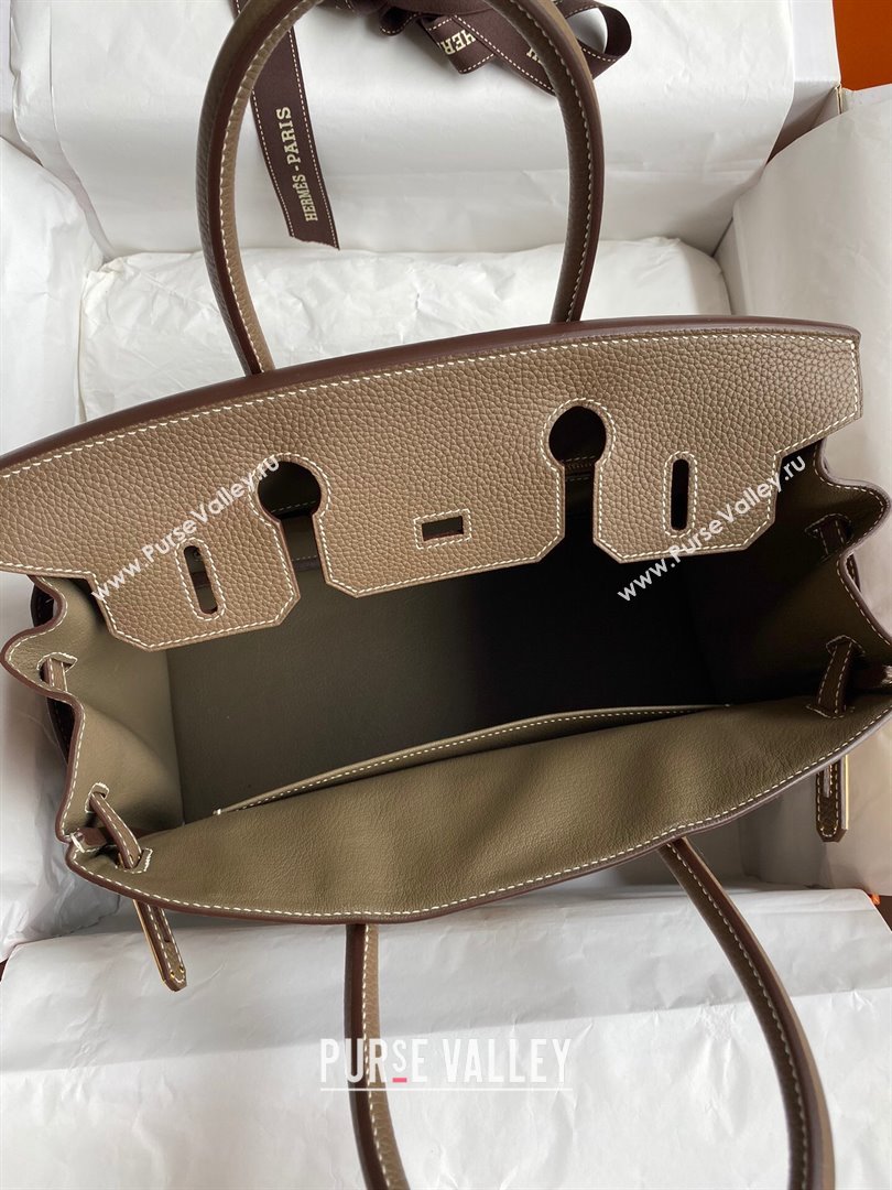 Hermes Birkin 30cm/35cm Bag in Original Togo Leather Etoupe/Gold 2024 (Full Handmade) (XYA-24070919)