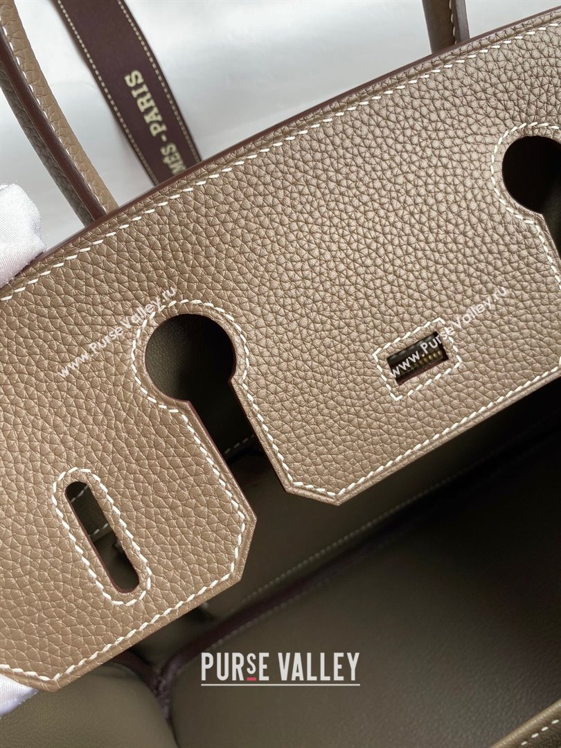 Hermes Birkin 30cm/35cm Bag in Original Togo Leather Etoupe/Gold 2024 (Full Handmade) (XYA-24070919)