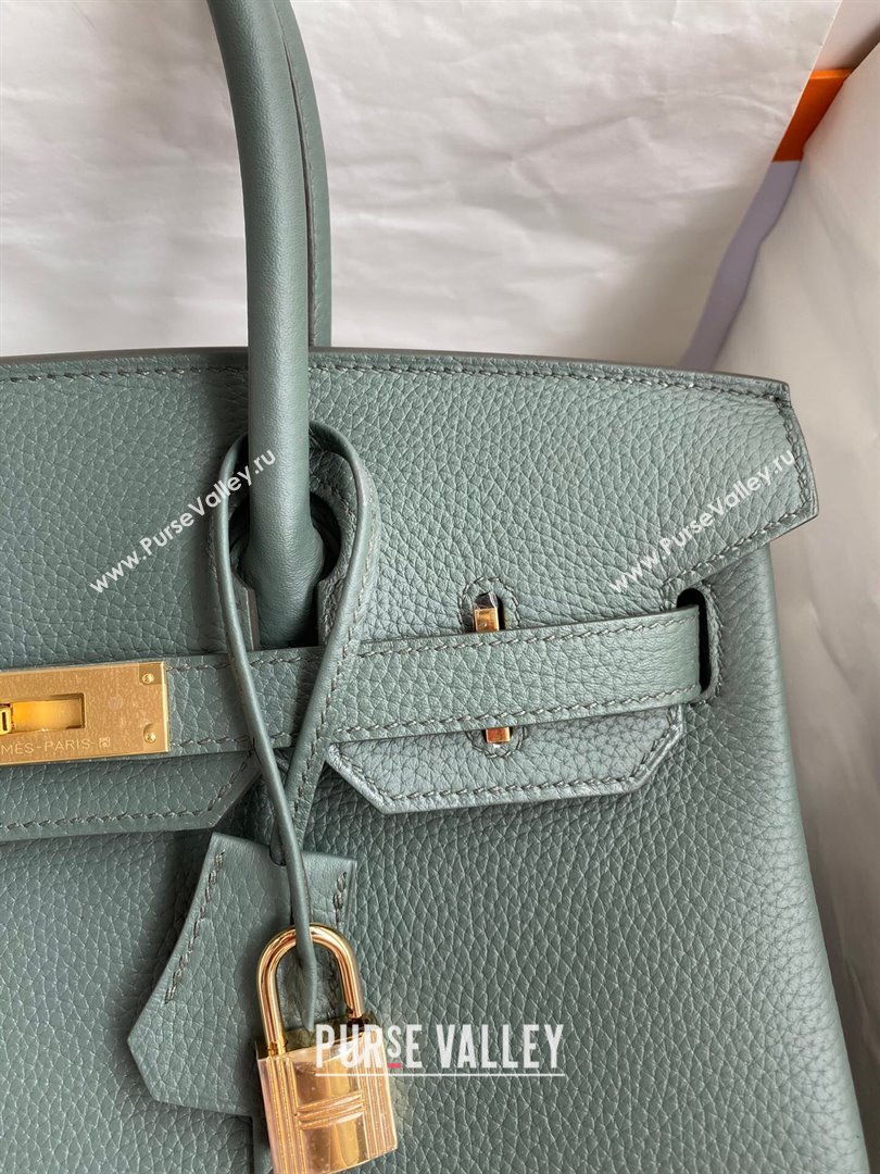 Hermes Birkin 30cm/35cm Bag in Original Togo Leather Almond Green/Gold 2024 (Full Handmade) (XYA-24040920)