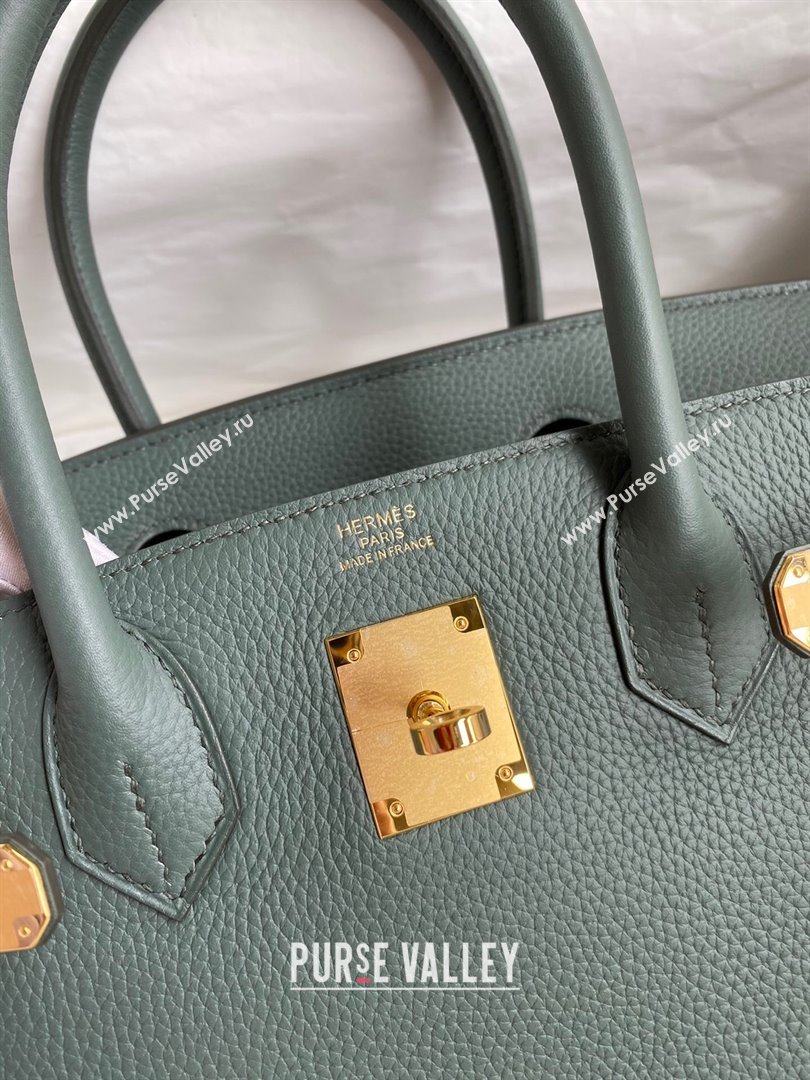Hermes Birkin 30cm/35cm Bag in Original Togo Leather Almond Green/Gold 2024 (Full Handmade) (XYA-24040920)