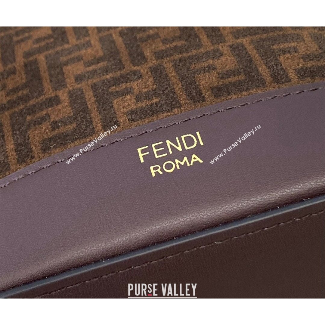 Fendi Mon Tresor Mini Bucket Bag in FF Suede and Calfskin Brown 2021 (CL-21090619)