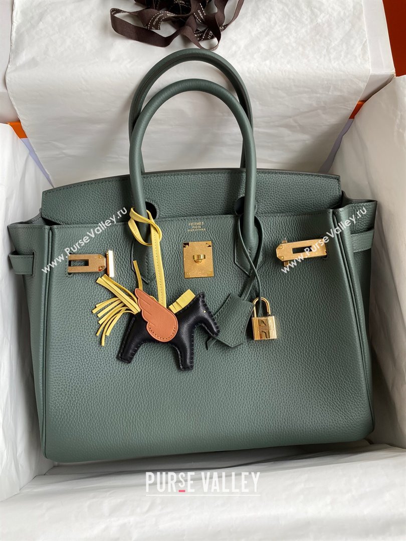 Hermes Birkin 30cm/35cm Bag in Original Togo Leather Almond Green/Gold 2024 (Full Handmade) (XYA-24040920)