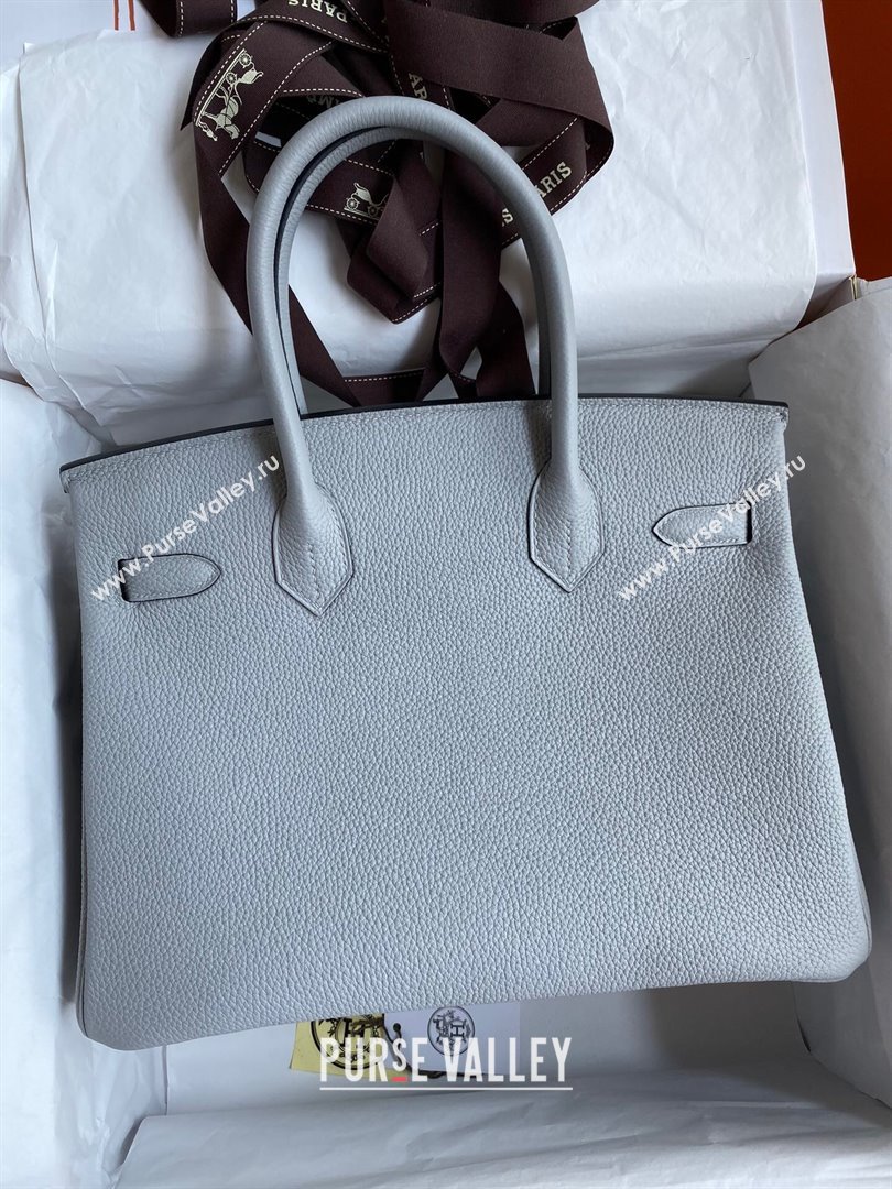 Hermes Birkin 30cm/35cm Bag in Original Togo Leather Glacier Blue/Gold 2024 (Full Handmade) (XYA-24040922)