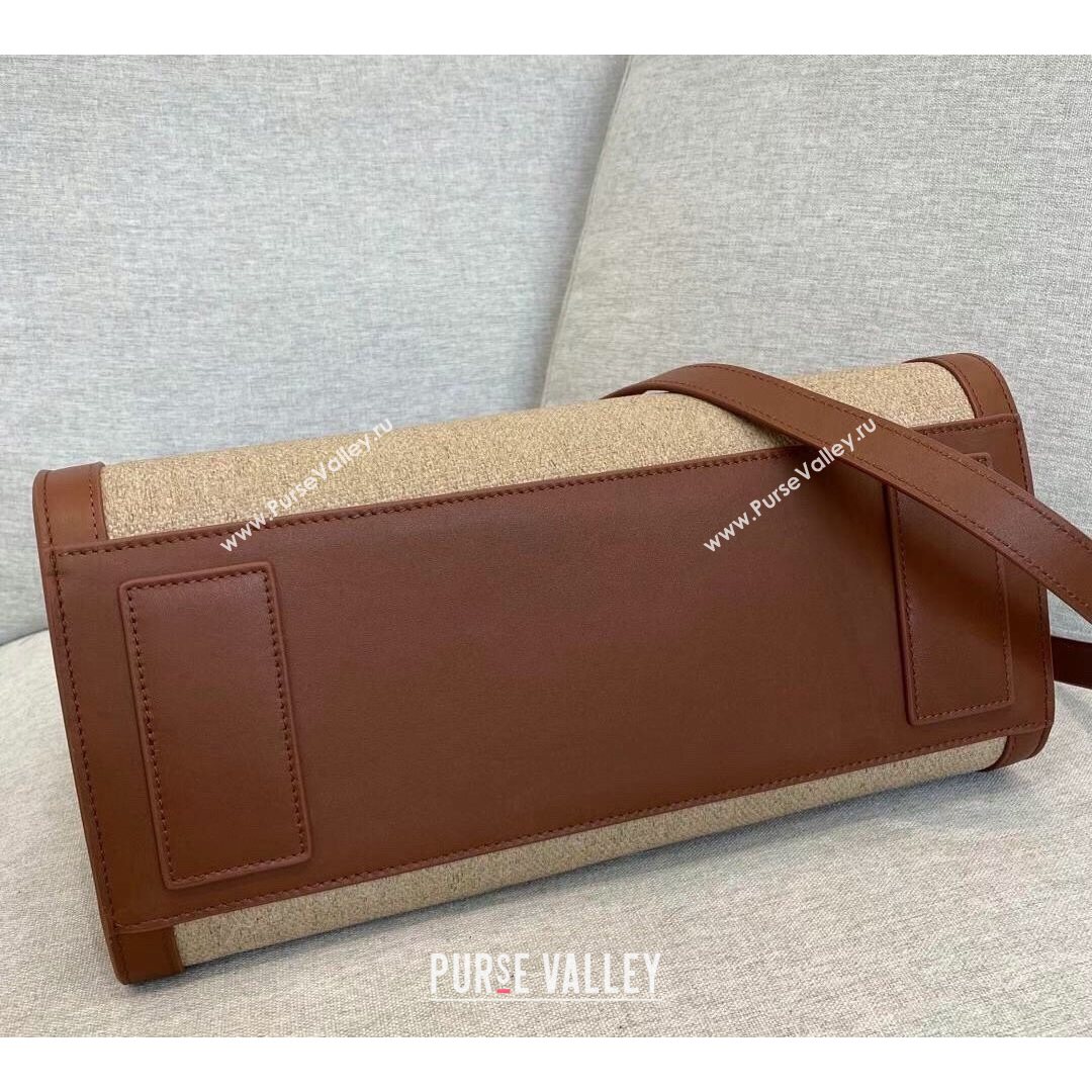 Saint Laurent Classic Small Sac De Jour Bag in Canvas and Smooth Leather Brown 6367 2021 (YID-210827069)